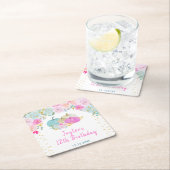 パステルパンプキンスフローラ誕生日パーティー スクエアペーパーコースター (インサイチュ)