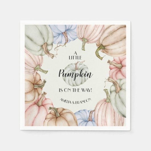 パステルパンプキンス男女兼用ベビーシャワー スタンダードカクテルナプキン (正面)