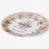 パステルパンプキンズガールベビーシャワーピンク ペーパープレート (アングル)