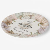 パステルパンプキンズニュートラルベビーシャワー ペーパープレート (アングル)