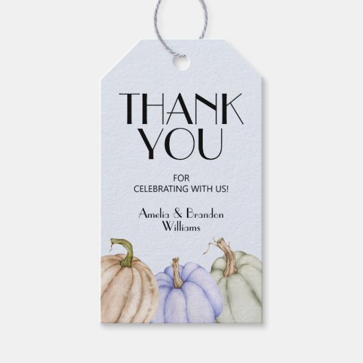 パステルパンプキンズブルーベビーシャワーお気に入りギフトラベル ギフトタグ (正面)