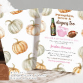 パステルパンプキンピンクガールおむつシャワー 招待状