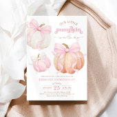 パステルパンプキンピンクボウガールベビーシャワー 招待状