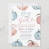 パステルパンプキンボーイまたは女の子の秋ジェンダーの表示 招待状 (正面)