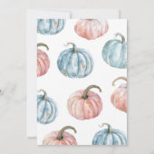 パステルパンプキンボーイまたは女の子の秋ジェンダーの表示 招待状 (裏面)