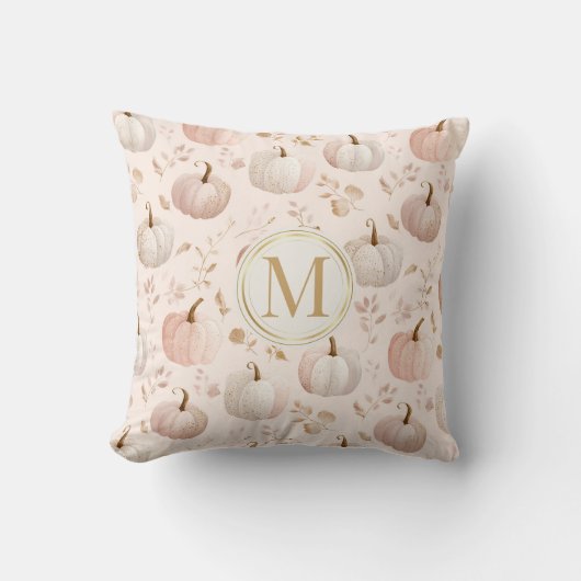 パステルパンプキンモノグラムパーソナライズされたイニシャル クッション (正面)