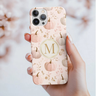 パステルパンプキンモノグラムパーソナライズされたイニシャル iPhone 15 PRO MAXケース