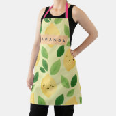 パステルパーソナライズされたかわいい笑顔レモンパターン エプロン (インサイチュ)