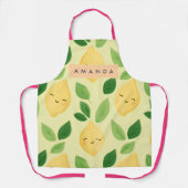 パステルパーソナライズされたかわいい笑顔レモンパターン エプロン (正面)