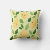 パステルパーソナライズされたかわいい笑顔レモンパターン クッション (裏面)