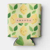 パステルパーソナライズされたかわいい笑顔レモンパターン 缶クーラー (正面)