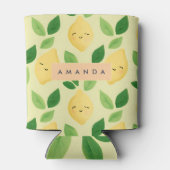 パステルパーソナライズされたかわいい笑顔レモンパターン 缶クーラー (裏面)