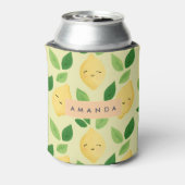 パステルパーソナライズされたかわいい笑顔レモンパターン 缶クーラー (缶裏面)