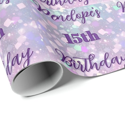 パステルパーソナライズされたきらめく誕生祝い ラッピングペーパー (ロールコーナー)