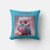 パステルパーソナライズされたで可愛いフクロウ クッション (正面)