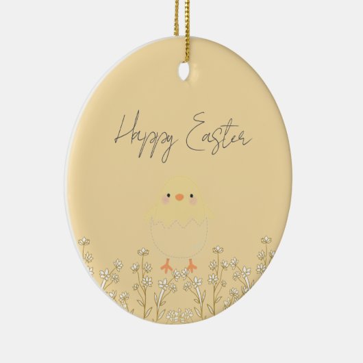 パステルパーソナライズされたイエローイースターオーナメント セラミックオーナメント (右)