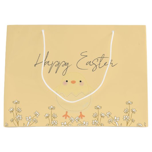 パステルパーソナライズされたイエローイースター抱き枕 ラージペーパーバッグ (正面)