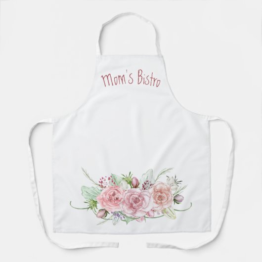 パステルパーソナライズされたウォーターカラーバラ エプロン (正面)