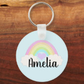 パステルパーソナライズされたウォーターカラーレインボー キーホルダー (正面)