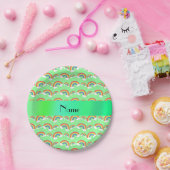 パステルパーソナライズされたグリーンレインボウ ペーパープレート (パーティー)