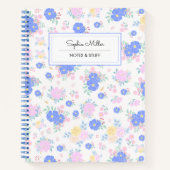 パステルパーソナライズされたコケット花模様スパイラル ノートブック (正面)