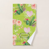 パステルパーソナライズされたサボテン バスタオルセット (ハンドタオル)