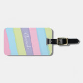パステルパーソナライズされたストライプ ラゲッジタグ (正面横)