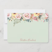 パステルパーソナライズされたセージグリーンウォーター色フローラ ノートカード (正面)
