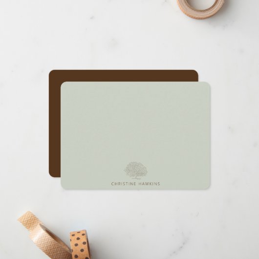 パステルパーソナライズされたセージグリーンツリーアルボリスト ノートカード (正面/裏面インサイチュ)
