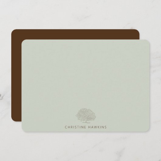 パステルパーソナライズされたセージグリーンツリーアルボリスト ノートカード (正面/裏面)