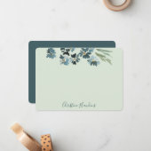 パステルパーソナライズされたセージグリーンブルーウォーター色 ノートカード (正面/裏面インサイチュ)