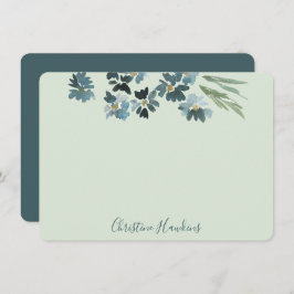 パステルパーソナライズされたセージグリーンブルーウォーター色 ノートカード