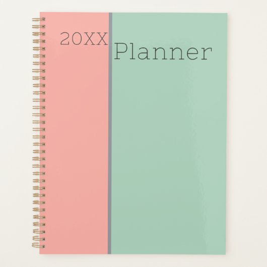 パステルパーソナライズされたソフトピーチ&ジャングルミストグリーン プランナー手帳 (正面)