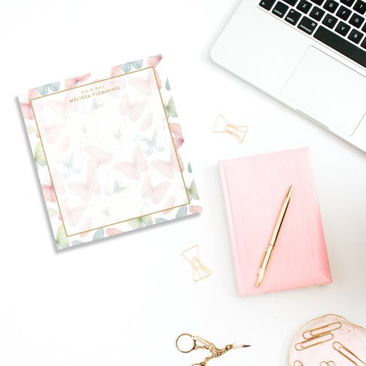 🦋パステルパーソナライズされたバタフライ ノートパッド