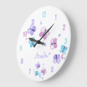 パステルパーソナライズされたバタフライ ラージ壁時計 (傾斜)