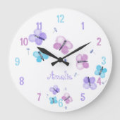 パステルパーソナライズされたバタフライ ラージ壁時計 (正面)