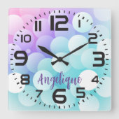 パステルパーソナライズされたバブル壁時計 スクエア壁時計 (正面)
