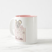 パステルパーソナライズされたピンクカワイコアラ女子キッズ ツートーンマグカップ (正面左)