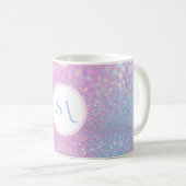 パステルパーソナライズされたピンクグリッターマグウィズモノグラム コーヒーマグカップ (正面右)