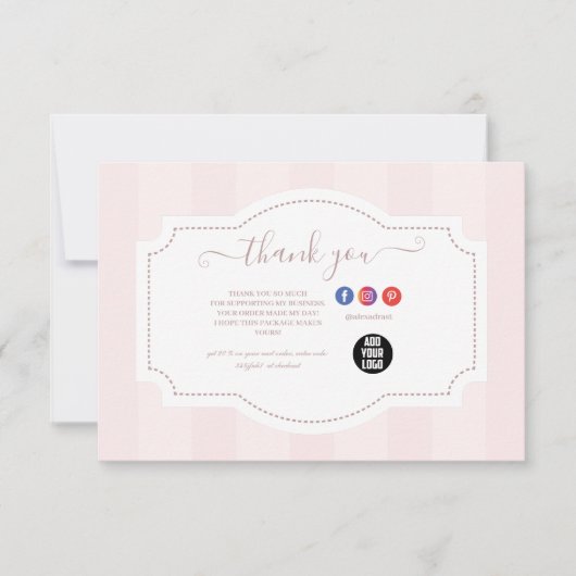 パステルパーソナライズされたピンクケーキベーカリー サンキューカード (正面)