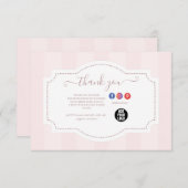 パステルパーソナライズされたピンクケーキベーカリー サンキューカード (正面/裏面)