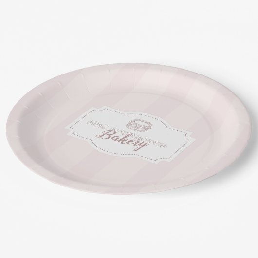 パステルパーソナライズされたピンクケーキベーカリー ペーパープレート (アングル)