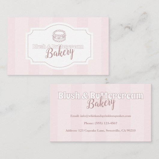 パステルパーソナライズされたピンクケーキベーカリー 名刺 (正面/裏面)