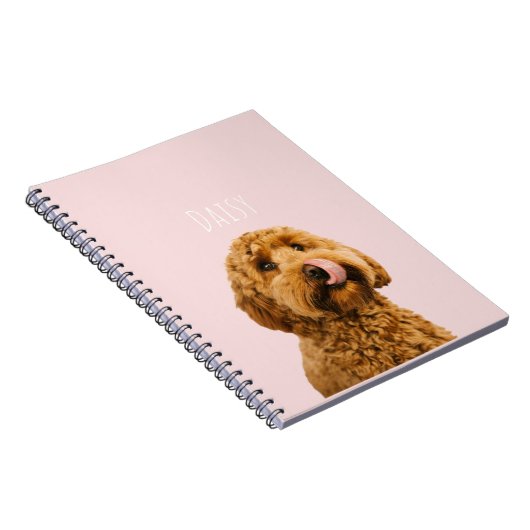 パステルパーソナライズされたピンクフォンケースとドッグフォト ノートブック (右側)