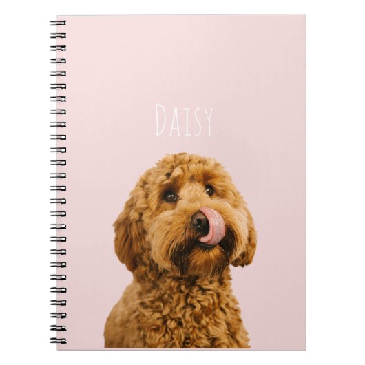 パステルパーソナライズされたピンクフォンケースとドッグフォト ノートブック (正面)