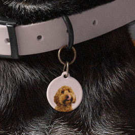 パステルパーソナライズされたピンクフォンケースとドッグフォト ペット　ネームタグ