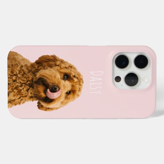 パステルパーソナライズされたピンクフォンケースとドッグフォト Case-Mate iPhoneケース (裏面 (横))