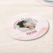 パステルパーソナライズされたピンク紙コースターforママ ラウンドペーパーコースター (アングル)