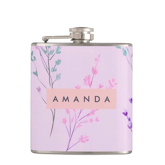 パステルパーソナライズされたフローラエレガント、 フラスク (正面)