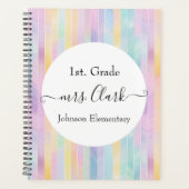 パステルパーソナライズされたブラッシュストローク先生レッスン プランナー手帳 (正面)